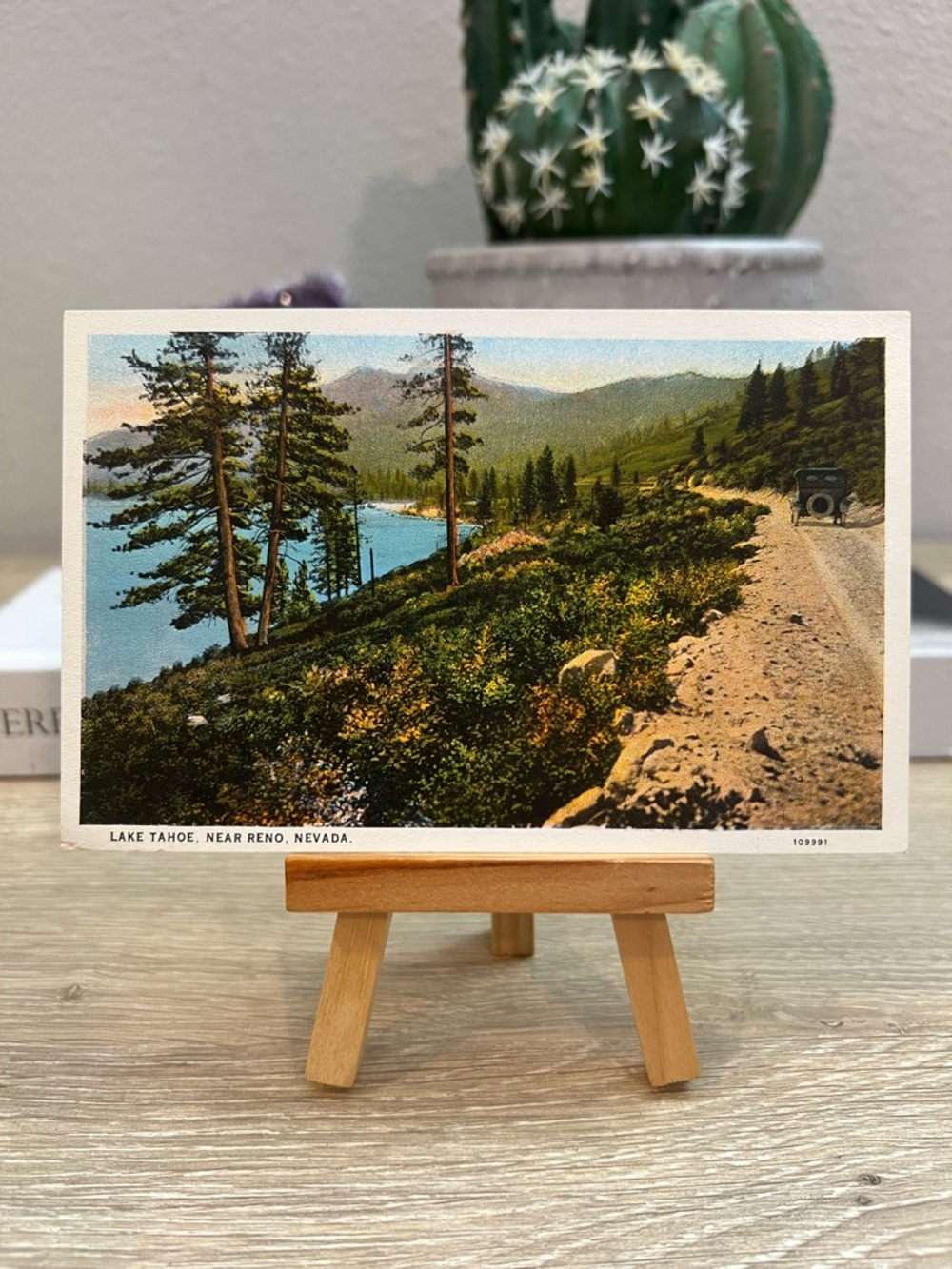 Vintage Lake Tahoe Reno Nevada Scenic Road Auto Unused White Border Postcard